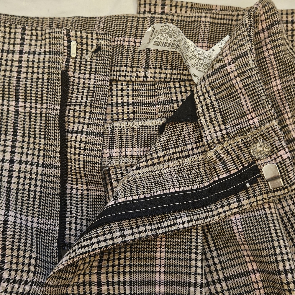 Zara Plaid High Waist Trousers Wide Leg Pants XS - Picture 8 of 11